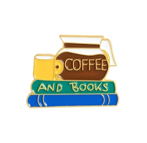 Broche esmaltado para café e livro, acessório para amantes do café, tempo de leitura, broche esmaltado - Product Image 4