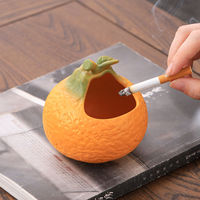 Cendrier en céramique NP NP8941 Ugly Orange Lucky, design moderne, pour table basse, avec couvercle, ornement décoratif personnalisé, coupe-vent