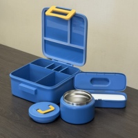 Tragbare 4-Fach Edelstahl Bento-Box Auslaufsicherer Geteilter Lunchbehälter mit Transparentem Deckel Mikrowellengeeignet