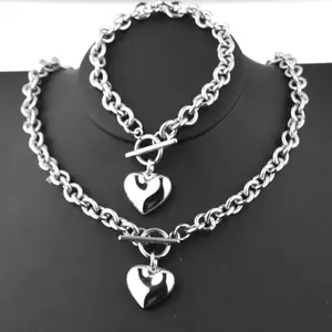 Женская цепочка из титановой стали, цепочка из нержавеющей стали с твердым сердцем, ожерелье, браслет, пряжка