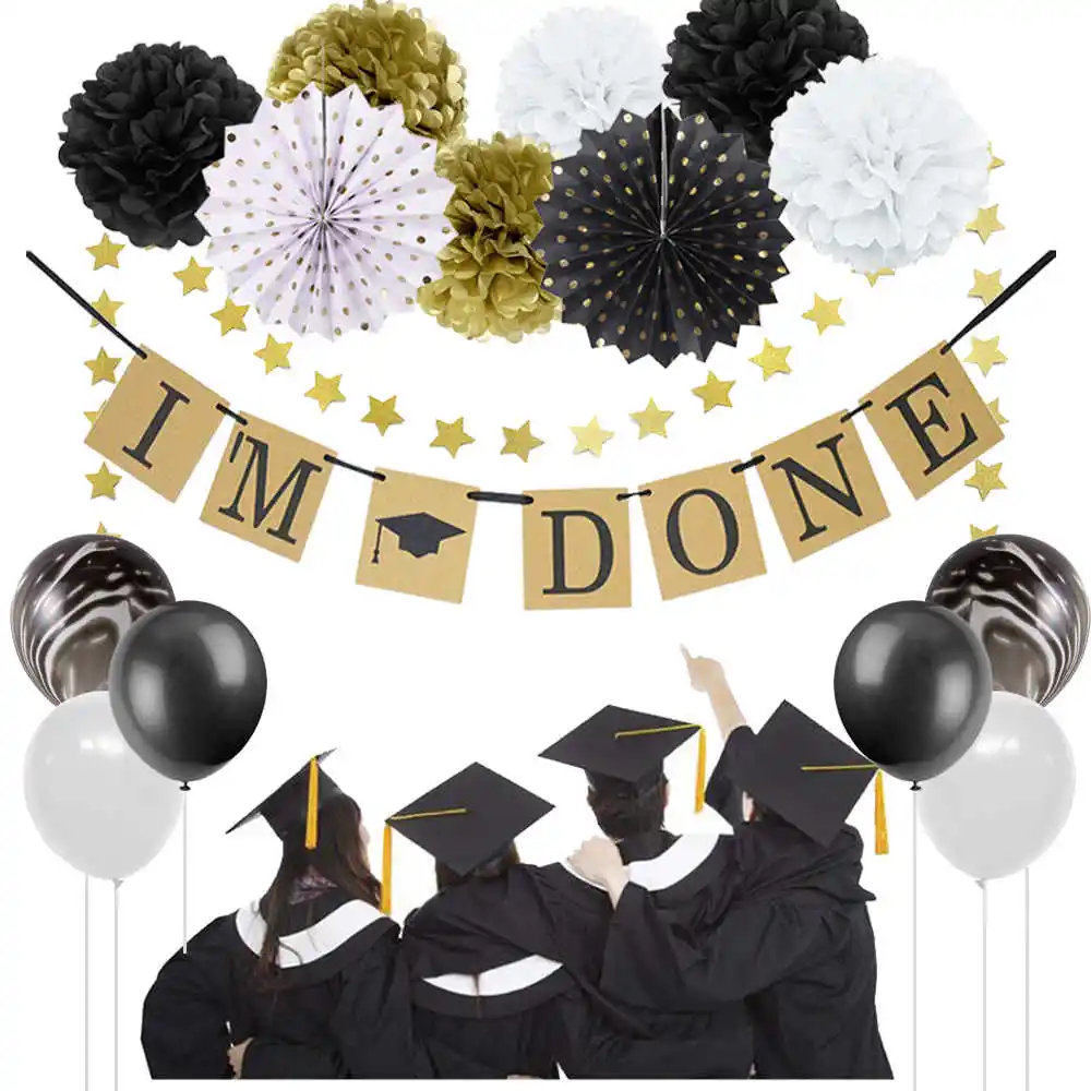 2021新着卒業パーティーI AM DONEバナーおめでとう卒業キャップケーキトッパー卒業パーティーの装飾