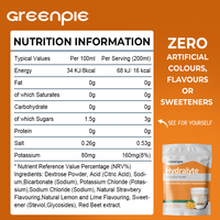 Complément énergétique électrolytique pour adultes Greenpie, poudre effervescente pour l'hydratation, sachets