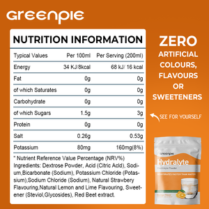 Complément énergétique électrolytique pour adultes Greenpie, poudre effervescente pour l'hydratation, sachets - Product Image 5