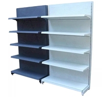 Étagères de supermarché métalliques double face personnalisées en usine pour minimarché, présentoir léger