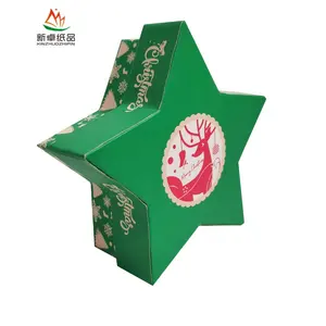 Оптовая продажа, жесткая картонная бумажная коробка в форме звезды с крышкой и основанием для рукоделия, Рождественская корзина, подарочные коробки