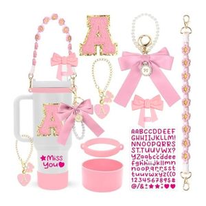 कस्टम टंबलर एक्सेसरी सेट अक्षर आकर्षण धनुष टोपर टापुपर स्ट्रैप सिलिकॉन बूट स्टैनली कप 40 औंस डेकोर किट (कोई कप नहीं) - Product Image 2