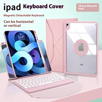 Étui de protection en acrylique transparent détachable pour iPad Air 5 Pro 11 2022 avec clavier sans fil