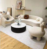 Nouveau Design Canapé Courbé Lune Meuble de Salon Confortable Canapé Moderne en Tissu Laine d'Agneau Blanc