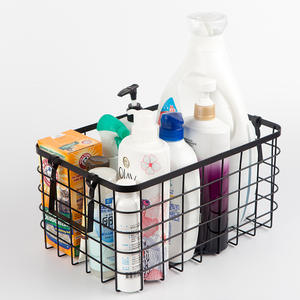 Cestino portaoggetti per frutta con manico in legno semplice nordico cestino portaoggetti in rete metallica colorata con telecomando per verdure - Product Image 5