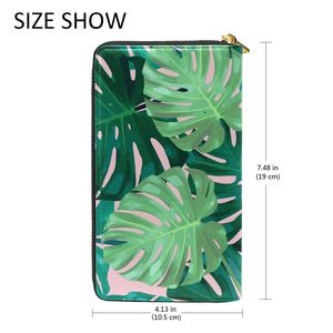 Cartera de Cuero PU con Estampado de Hoja de Monstera Tropical Personalizada, con Cierre de Cremallera, Gran Capacidad, 12 Ranuras para Tarjetas, Estilo Clutch Largo - Product Image 2