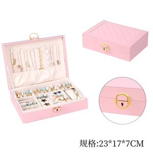 In-stock Diamond-Quilted <b>Jewelry</b> Boxes (Single/Double/Triple Layer) - Best-selling Cross-border Lockable <b>Jewelry</b> <b>Organizers</b> - Product Image 3