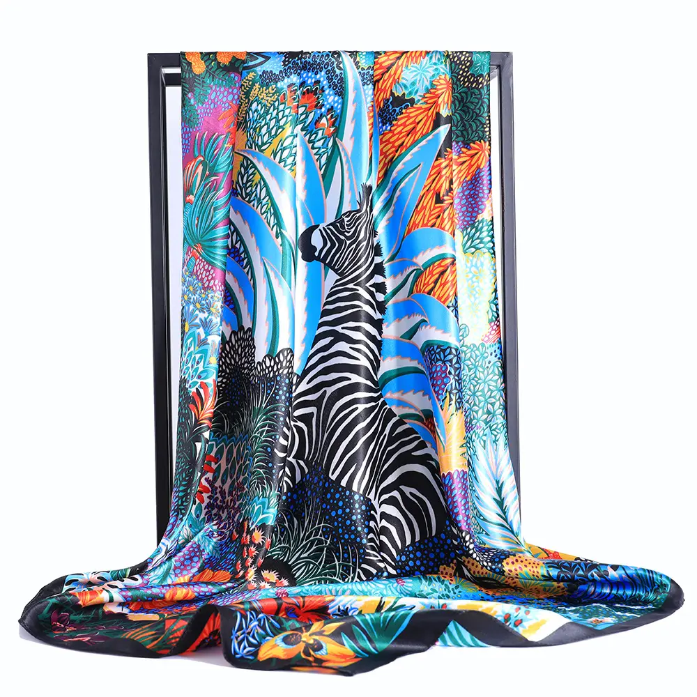 Новый осенне-зимний шарф из чистого шелка с принтом для женщин 90*90 см
