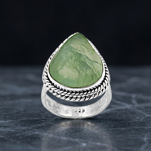 Ready to Wear Art Palace Expensive Prenite Silver Bohemia Style Anniversary Fashion <b>Ring</b> for <b>Women</b> Natural Stone Hinduism - Product Image 1