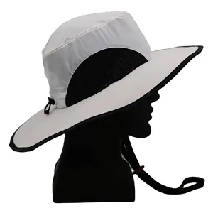 Özel LOGO yaz güneşlikli kep kadın erkek nefes örgü kova şapka boyun Flap ile açık uzun boy kova şapka balıkçılık şapka