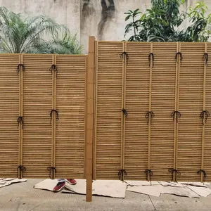 Cerca de bambu sintético para jardim, material de construção de plástico não combustível, decoração de exterior feita pelo homem, venda imperdível