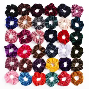 2023 New Hot Sale Elastic Hair Bands Fashion Large Hair Ties 46 Colors Velvet Hair Scrunchies