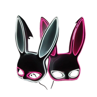 Masque Demi-Visage Lumineux Lapin Sexy Noir pour Hommes et Femmes – Design Adorable pour Halloween, Bar, Boîte de Nuit, Costume de Serveur