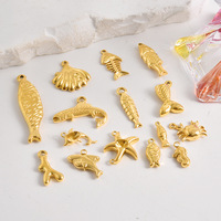 Pendentif en acier inoxydable 304 plaqué or 18 carats, petit poisson, étoile de mer, crabe, accessoires de collier DIY sur le thème de l'océan