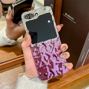 Samsung Galaxy Z Flip 6 için kadın elektroliz su oluklu katlanır ekran telefon kılıfı koruyucu kapak vida bilezik - Product Image 3