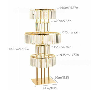 Centrotavola di Lusso Dorato Alto 120 cm per Matrimoni, 5 Livelli, Vasi <span class=keywords><strong>in</strong></span> Metallo e <span class=keywords><strong>Cristallo</strong></span> Acrilico, Supporto per Fiori da Tavolo Nuziale - Product Image 5