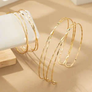 Gold & <b>Silver</b> Plated Minimalist Twist Design Adjustable Open <b>Choker</b> and Arm Cuff Set - Product Image 3
