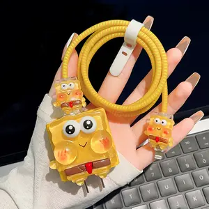 SpongeBob pelindung sarung Charger Usb, untuk Apple 18W/20W aksesori ponsel cangkang pelindung kabel Spiral Winder untuk IPhone