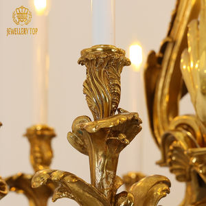 תכשיטים בסגנון צרפתי מימי הביניים וילה ארמון ארמון ברונזה תליון אור ענק אור ענק נברשות פליז יוקרה - Product Image 4