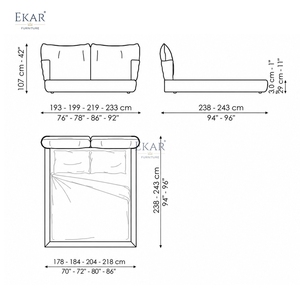 Letto Imbottito Wingear |   Letto Moderno di Lusso con Testiera Alata |   Mobili EKAR - Product Image 2