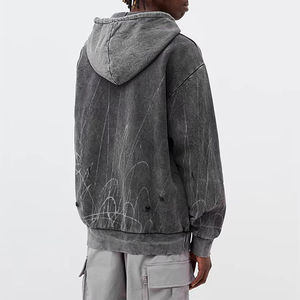 Fornitore professionale di felpa <span class=keywords><strong>con</strong></span> cappuccio di lusso da uomo in bianco <span class=keywords><strong>con</strong></span> cappuccio in cotone organico pesante lavato <span class=keywords><strong>con</strong></span> cappuccio acido <span class=keywords><strong>con</strong></span> disegno - Product Image 4