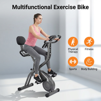 Vélo d'appartement stationnaire avec résistance magnétique et corde de traction pour exercices des bras