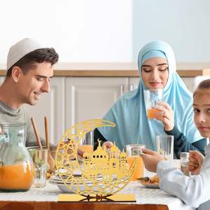 ป้ายอะคริลิคสีทองดวงจันทร์2ชิ้นสำหรับตกแต่งงานปาร์ตี้มุสลิมเครื่องประดับดาวกลวงสำหรับร้านอาหารอิสลาม - Product Image 3