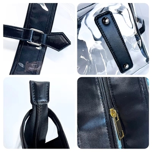 Sac fourre-tout en PVC transparent avec logo personnalisé imprimé, fermeture à glissière et poignée en cuir, imperméable, cadeau, voyage, messager - Product Image 6