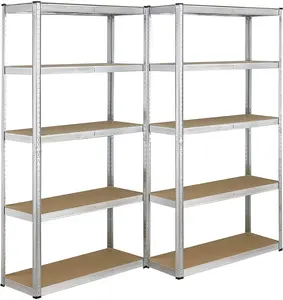Double 5 Tiers Boltless Storage Racking Garage Shelving Shelves Unit Stacking Racks For Home Office School Restaurand etc.