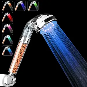 7 color changing led shower head negative ion spa filter hand shower