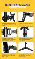 Support pour deux moniteurs, hauteur réglable 820 mm, rotation à 360° °   Inclinaison ±45 °   Support de bureau pour moniteur de 13 à 32 pouces, modèle DZ08-H850