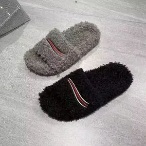 Pantuflas de plataforma para <span class=keywords><strong>mujer</strong></span>, con peluche y bordado, zapatos cálidos. - Product Image 5