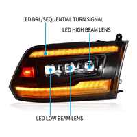 Phares LED modifiés pour Dodge Ram 2009-2018, phares LED DRL, clignotants, feux de route, 12V