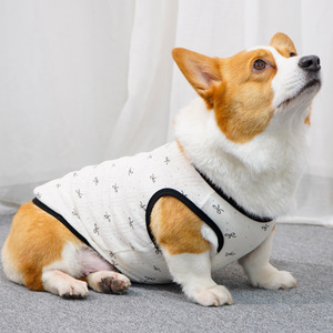 Corgi Pet Vest Cotton Mesh Breathable Spring Summer Unisex <b>Dog</b> <b>Clothes</b> With Bow Print - Product Image 1