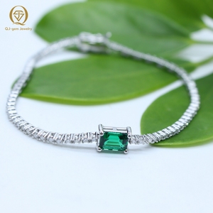 Bracelet tennis en or 10 carats avec diamants de laboratoire, 7 pouces, 1,5 mm, chaînes tennis en or blanc 10 carats avec émeraudes de Zambie - Product Image 6