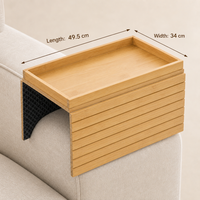 Plateau de lit pliant portable en bois d'acacia avec porte-gobelet, support pour tablette, niveau unique, écologique, rangement pour épices, pour salon