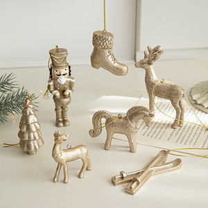 Décorations <span class=keywords><strong>de</strong></span> Noël, ornements dorés pour arbre <span class=keywords><strong>de</strong></span> Noël, cerf et poney, décoration d'arbre <span class=keywords><strong>de</strong></span> Noël créative, nouveau style nordique - Product Image 2