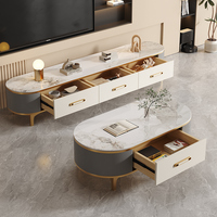 Support TV Rock Board de haute qualité Combinaison de table basse Petit appartement Lumière Table basse ovale au sol de luxe pour la maison