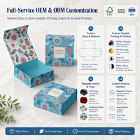 Boîte cadeau à rabat imprimée en offset à motifs floraux bleus avec fermeture magnétique, en carton ivoire recyclable, emballage de luxe pour sucre et en-cas