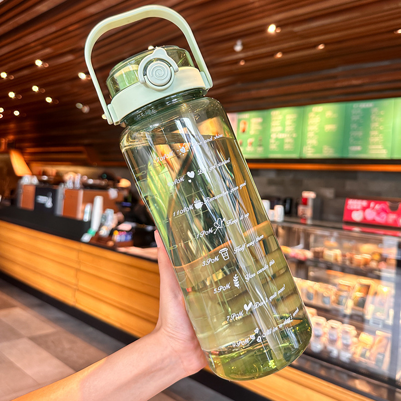 Mint green 2000ml resistant portable double drink cup lid]]