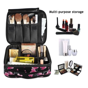 Portable Custom Pink Flower Cosmetic Organizer Brushes Box Divider Waterproof Travel <b>Makeup</b> Bag Professional Cosmetic <b>Case</b> Bag - Product Image 5