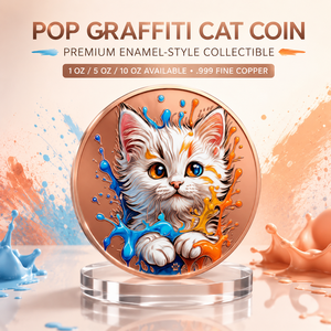 Pièce de collection en cuivre pur 99,9 % de 1 oz, motif graffiti urbain, médaille artistique 3D en relief UV colorée, idéale pour un cadeau - Product Image 3