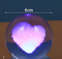 Lampe de nuit boule de cristal 3D gravée au laser, à changement de couleur, à piles, cadeau