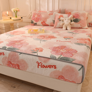 Set di Lenzuola con Angoli in Pile Stampato con Motivo a Fiocchi di Neve, Coprimaterasso in Velluto Cartoon, Protezione per Materasso, Copriletto per Letti King e Queen - Product Image 5