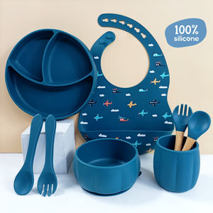 Vente directe usine : Ensemble de vaisselle pour bébé en silicone sans BPA, comprenant une tasse anti-déversement, un bol à <span class=keywords><strong>soupe</strong></span> à ventouse et un bavoir réglable en taille - Product Image 3