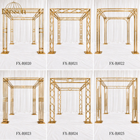 Structure de toile de fond de mariage en métal doré, tube carré, pour cérémonie, hôtel, banquet, événement, décoration, conception personnalisée en usine